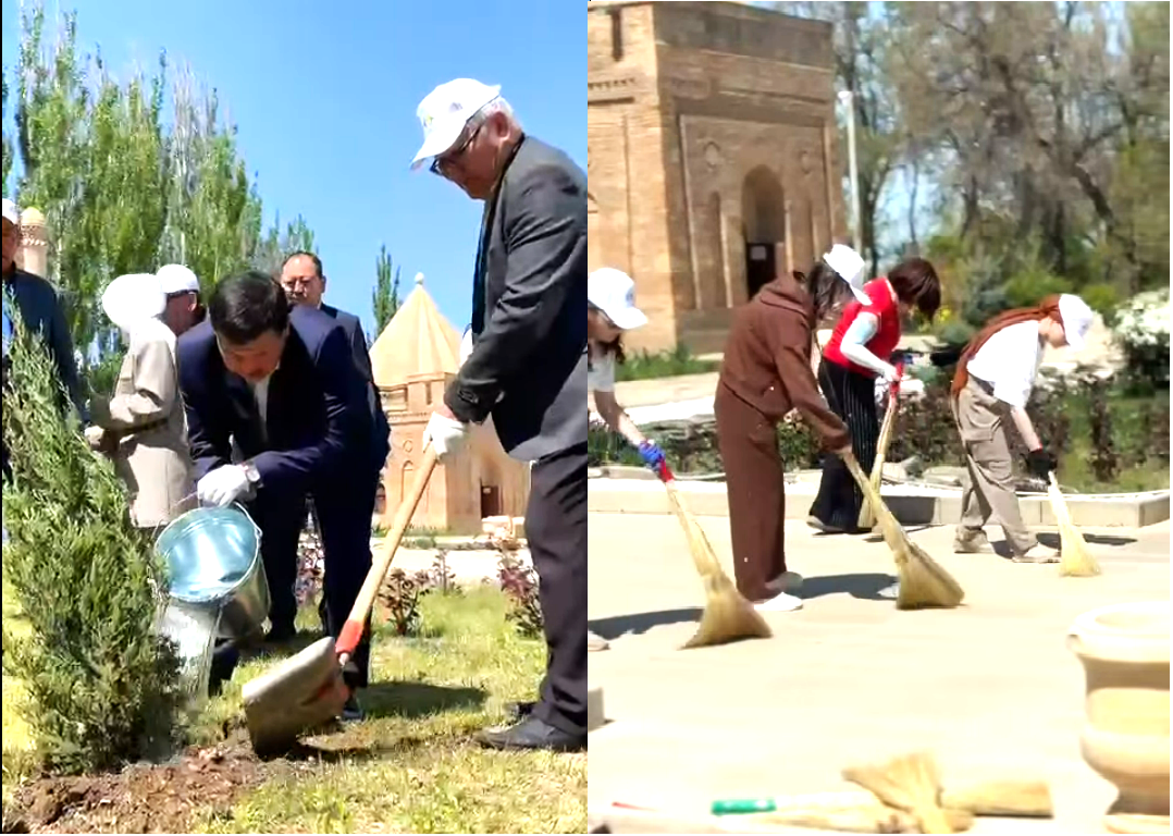 "Таза Қазақстан" акциясы аясында Қарахан баба, Айша бибі кесенелері аумағында тазалық жұмыстары 